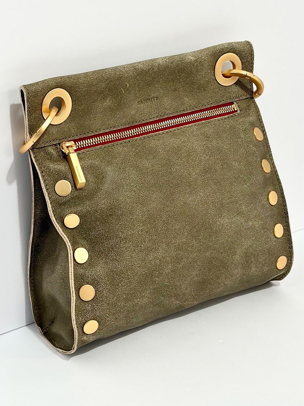 Hammitt Tony Medium Crossbody Bag In Pewter Leather With Brushed Gold Hardware - Picture 11 of 12